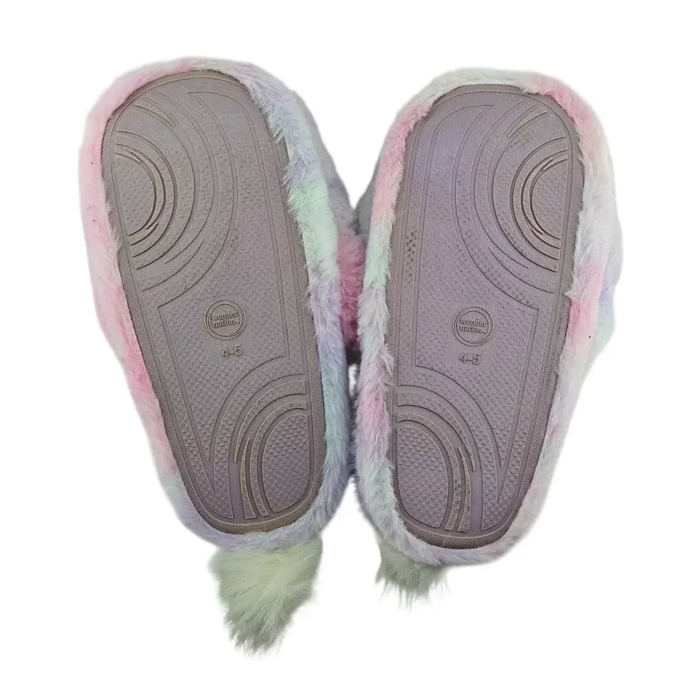 Wonder Nation Little & Big Girl's Unicorn Scuff Slippers Size 4-5